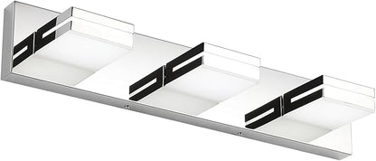 SineRise LED Modern Bathroom Vanity Light Fixtures (3-Light, 24-Inch, Dimmable), Chrome Modern Acrylic Bathroom Wall Lighting Fixtures Over Mirror (Cool White 6000K)
