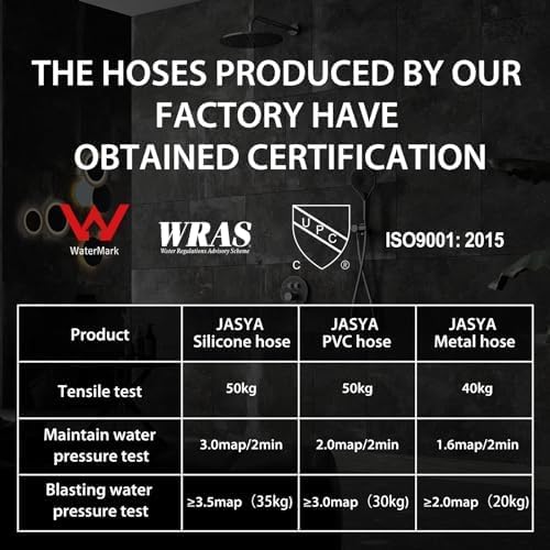 Shower Hose,Explosion Proof Anti Winding Silicone Showerhead Hose, Used In Showerheads Spray Bidet Bathing Toilet Cleaning Pet Flexible Shower hose replacement (Black, 48 In)