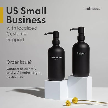 MaisoNovo Soap Dispenser 2-Piece Set | 16.9oz Clear Bottles with Gold Stainless Steel Pump