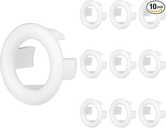 10pcs Chrome Sink Overflow Ring, Bathroom Sink Overflow Trim Ring Hole Cover Insert Cap for Basin Vanity & Ceramic Sinks Easy Tool-Free Installation