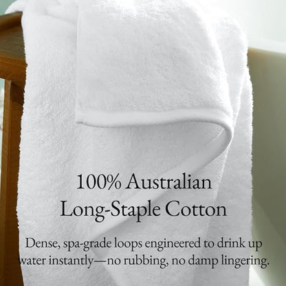 Italic Ultraplush Luxe 6 Piece Towel Set – 2 Bath Sheets, 2 Hand Towels, 2 Washcloths – 800GSM Soft, Highly Absorbent & Quick Drying, Resort Grade 100% Australian Cotton Towels (White)
