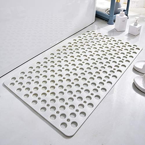 Casa and Beyond Shower Mat,Non Slip Bath Mat and Shower Mat with Suction Cups and Drain Holes,Bathroom Mat Easy to Clean Soft Machine Washable,Bathtub Mat Easy Dry&Cut (White,28" x 15"(Rectangular))