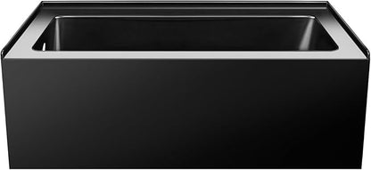 Fine Fixtures Acrylic, Fiberglass Alcove Soaking Bathtub with Integral Apron Front in Glossy Black - Left Hand Drain, 54" x 30"