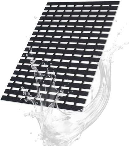Bath Mat Non Slip Shower Mat Bathtub with Drain Holes and Heavy Duty Rubber No Suction Cups Sturdy Shower Stall Tub Mat for Bathroom, Shower Floor, Pool, SPA, (Black, 2FT X 8FT)