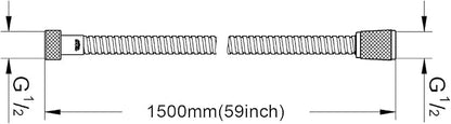 AULEEND，59 inch，encrypted shower hose 304 stainless steel metal - Extra long shower hose -（Universal Connection G 1/2" x 1/2")（brushed nickel）