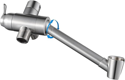 All Metal Shower Diverter Valve with Handshower Holder, YDmeet Upgraded 3 Way Shower Head Diverter for Handheld and Fixed Rain Showerhead, Universal G1/2 shower Diverter Bathroom Part, Brushed Nickel