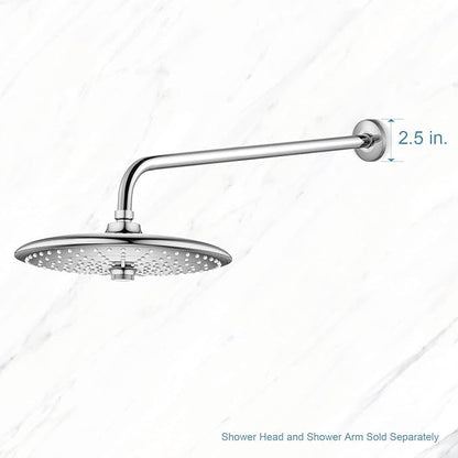 OFFO Shower Arm with Flange, 24 in Wall Mount Replacement Angle Shower Head Arm Wall-Mounted For Fixed Shower Head & Handheld Showerhead, Chrome
