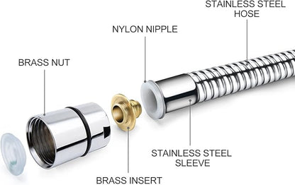 Shower Hose Extra Long 99 Inches Stainless Steel Handheld Shower Head Hose with Brass Insert and Nut - Durable and Flexible