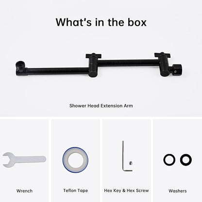G-Promise 13 Inch Shower Head Extension Arm, Solid Brass Height & Angle Adjustable Extender, Rise or Lower Rainfall and Fixed Shower Head (Oil Rubbed Bronze)