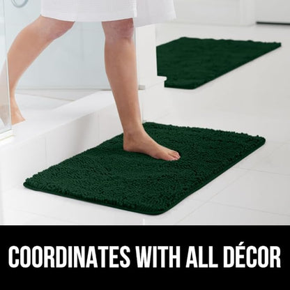 GORILLA GRIP Bathroom Rug Sets, Soft Chenille 2 Piece Area Rugs Set, Toilet Base Mat and 30x20 Carpet, Absorbent Microfiber Washable Mats Dry Quickly, Home Décor and Bath Room Accessories, Hunter