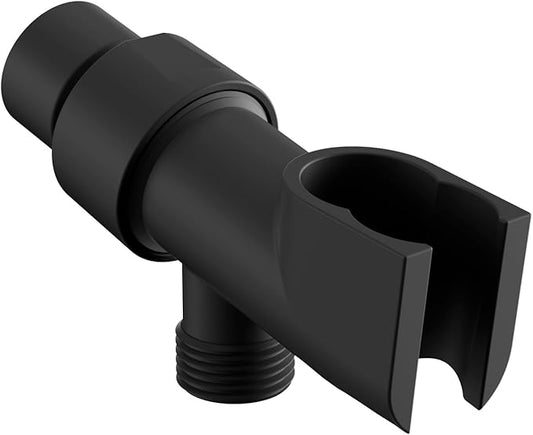 Hibbent Universal All Metal Handheld Shower Head Holder, Adjustable Solid Brass Shower Wand Holder, 2 Size Shower Bracket Holes for Bathroom, Fits All Showerhead Hoses & Shower Arm, Matte Black