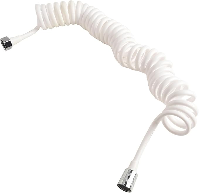 Spring Flexible Shower Hose, Bathroom Spiral Flexible Telescopic Shower Hose Spring Replacement Shower Hose for Toilet Faucet, Bidet Sprayer(300cm White)