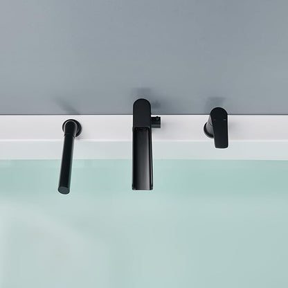 Waterfall Roman Tub Faucet Black Deck Mount Bathtub Faucets Brass Tub Filler Bathroom Faucets with Hand Shower