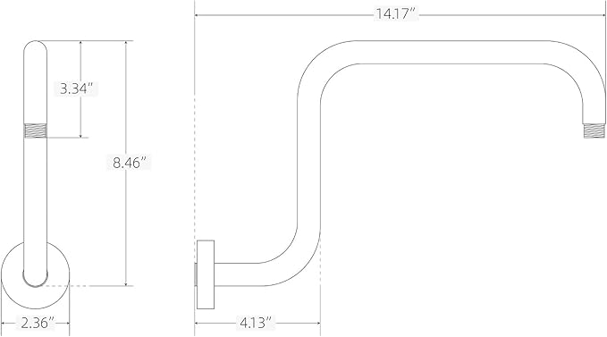 Shower Extension Arm, S shaped shower arm with Flange,Stainless Steel 13 Inch High Rise Shower Head Extender Arm,Matte Black,10Z3MK