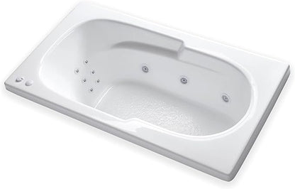 Carver Tubs - AR6032 - Modern Acrylic Fiberglass Whirlpool Tub Water Massage Bathtub, w/Heated Air 12 Jets - White Rectangle Contemporary Bath Tub - Deep Relaxing Soak - 60"L x 32"W x 18"H