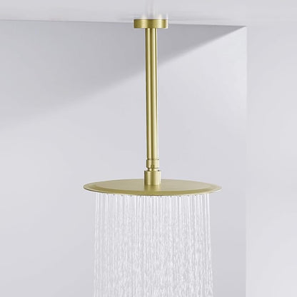 10 Inches Ceiling Mount Shower Arm and Flange, Brushed Gold