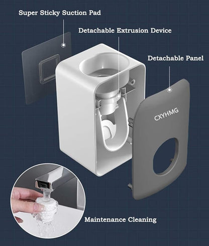 Automatic Toothpaste Dispenser for Kids, 2 PCS Toothpaste Squeezer for Kids & Family Shower Decor, is Wall Mounted Bathroom Accessories Organizer (Dark Black, 2PACK)