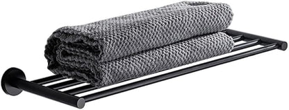 20 Inch Bathroom Towel Rack, Hotel Style Towel Racks for Bathroom Wall Mounted, Modern Towel Bar Rack, 2-Tier Towel Shelves, Black