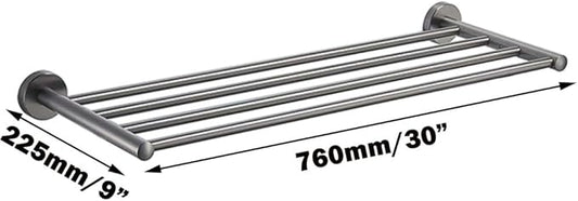 30 Inch Bathroom Towel Rack, Hotel Style Towel Racks for Bathroom Wall Mounted, Modern Towel Bar Rack, 2-Tier Towel Shelves, Gray
