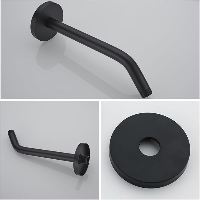 Shower Arm with Flange,Ceiling Mount Replacement Rain Shower Head Straight Arm Ceiling-Mounted For Fixed Shower Head & High Pressure Rain 10 Inch Matte Black,SW-RD91018-10MB.