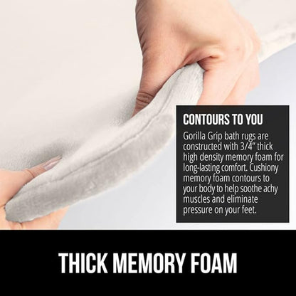 GORILLA GRIP Memory Foam Bath Mat, Soft Absorbent Velvet Bathroom Mats, Durable Dots on Underside, Machine Washable Bathmat, Carpet Rug Room Decor for Shower Tub Floor RV, 42x24 Rugs, Cream