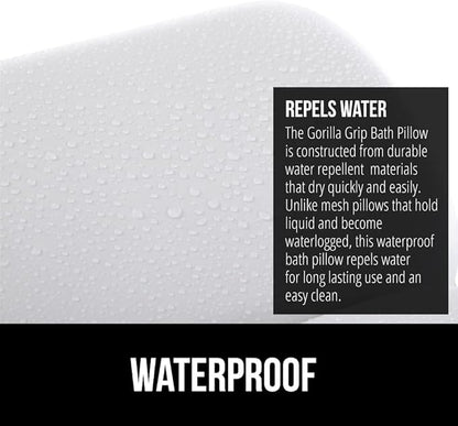 GORILLA GRIP Bath Pillow for Tub, Improved Suction Cups, Luxury Bathtub Pillows, Headrest for Neck and Back Support, Relaxing Home Spa, Hot Tubs and Bathroom Essentials, Gifts for Women, 3 Panel White