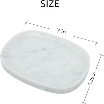 Marble Vanity Tray 7‘’ Decorative Tray Oval Storage Organizer Mini Bathroom Kitchen Dresser Jewelry Dish Ring Holder for Counter, Vanity, Dresser, nightstand or Desk