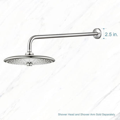 OFFO Shower Arm with Flange, 24 in Brushed Nickel Wall Mount Replacement Angle Shower Head Arm Wall-Mounted For Fixed Shower Head & Handheld Showerhead
