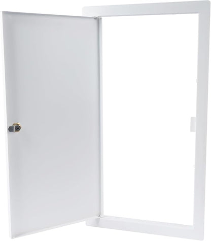 10" x 20" Lockable White Metal Access Panel. Service Shaft Door Panel with Key. Plumbing, Electricity, Heating, Alarm Wall Access Panel for Drywall. Bathroom Services Access Hole Cover.