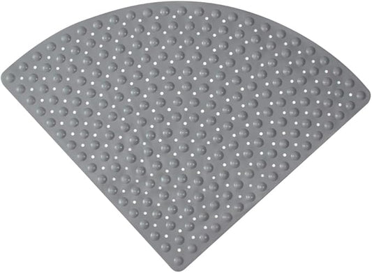 Mrcrypos Corner Shower Mats 31 x 31 Inches Bath Mat with Suction Cups and Drain Holes, Quick Dry Anti Slip Bathmat Machine Washable Shower Stall Mats for Bathroom, Gray