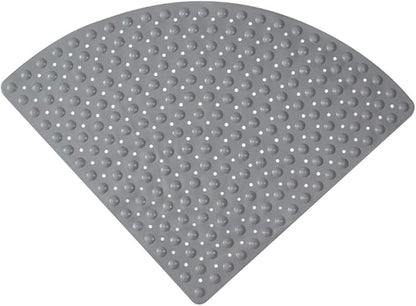 Mrcrypos Corner Shower Mats 21 x 21 Inches Bath Mat with Suction Cups and Drain Holes, Quick Dry Anti Slip Bathmat Machine Washable Shower Stall Mats for Bathroom, Gray