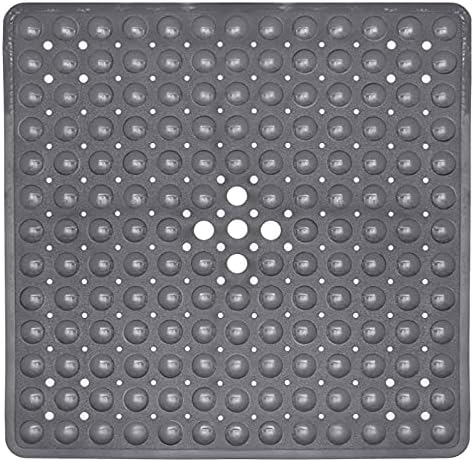 ENKOSI Square Shower Mat - Non Slip Bath Mat - 21x21 Charcoal