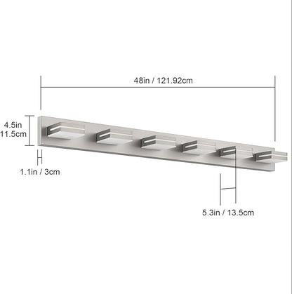 SineRise LED Modern Bathroom Vanity Light Fixtures (6-Light, 48-Inch, Dimmable), Brushed Nickel Modern Acrylic Bathroom Wall Lighting Fixtures Over Mirror (Cool White 6000K)