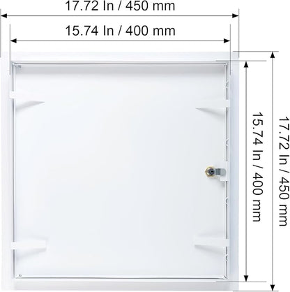 16" x 16" Lockable White Metal Access Panel. Service Shaft Door Panel with Key. Plumbing, Electricity, Heating, Alarm Wall Access Panel for Drywall. Bathroom Services Access Hole Cover.