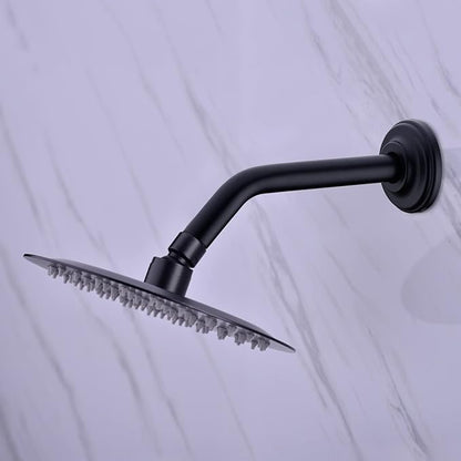 9 Inch Angled Shower Arm with Flange,Wall-Mounted Heavy Duty Stainless Steel, Shower Head Extension Extender Pipe Arm, For Fixed Bathroom Shower Head,Matte Black