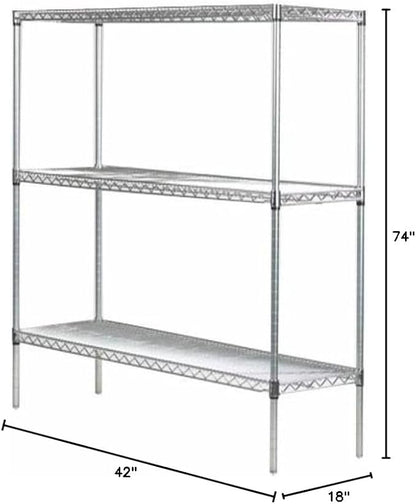Omega 18" Deep x 42" Wide x 74" High 3 Tier Gray Starter Shelving Unit