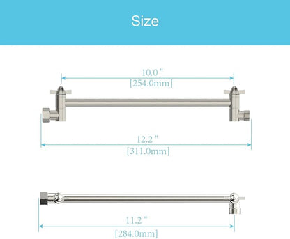 11 Inch Shower Head Extension Arm Brushed Nickel. Solid Brass Adjustable Shower Arm Extension.Lower Or Raise Any Rain Or Handheld Showerhead To Your Height & Angle – Universal Connection