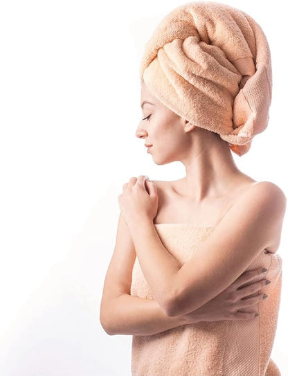 Hencely Luxury Hand Towel - Set of 2 (16x28 Inches) - Soft Turkish Cotton, Absorbent, Quick-Drying Face, Body, Kitchen, and Bathroom Towel (Hand Towels 2 Pack, Peach)