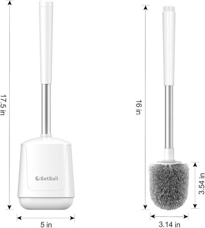 SetSail Toilet Brush and holder 3 Pack Toilet Bowl Brush and Holder Toilet Cleaner Brush with Nylon Bristles Ventilated Toilet Brushes for Bathroom with Holder for Toilet Scrubber Cleaning, Pure White