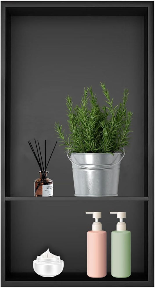 Shower Niche, Stainless Steel Elegant Bathroom Niche, No Tile Needed Recessed Shower Shelf Organizer for Storage