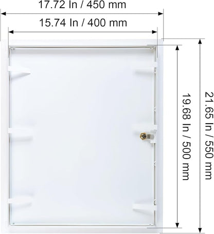 16" x 20" Lockable White Metal Access Panel. Service Shaft Door Panel with Key. Plumbing, Electricity, Heating, Alarm Wall Access Panel for Drywall. Bathroom Services Access Hole Cover.