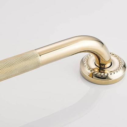 Textured Shower Grab Bar, 12-Inch Bathroom Support Rails, Stylish Safety Armrest Hand Rail, Polished Brass/Gold Finish, Good for Senior, Kids, Elderly