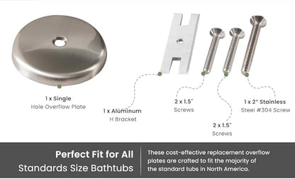 Single Hole Bathtub Drain Overflow Plate with One Matching Screws, Easy to Install, Plated Chrome