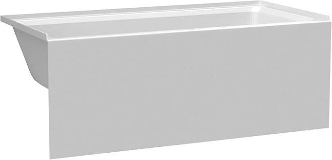 Fine Fixtures Acrylic, Fiberglass Alcove Soaking Bathtub with Integral Apron Front - Drain Included (72" x 36", Left Hand, White)