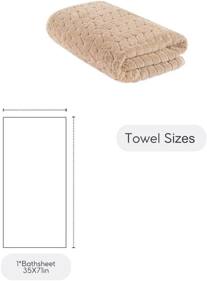 BAGNO MILANO Turkish Bath Towels, Soft Plush Jacquard Luxury Bath Towels, Quick Dry Towel Set (Latte, Bath Sheet)