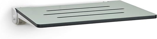 18 inch Silhouette Slimline Folding Wall Mount Shower Bench Seat, Sea Green Seat with White Frame