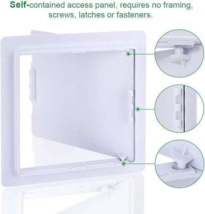 Plumbing Access Panel for Drywall 6 x 6 Inch Plastic Access Door Removable Wall Access Panel Ceiling Reinforced Hinged Durable White