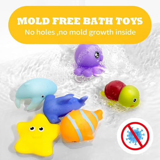 Hely Cancy Infant Bath Toys for 18 Months - No Hole Animal Bathtub Toys, Baby Bath Tub Toys