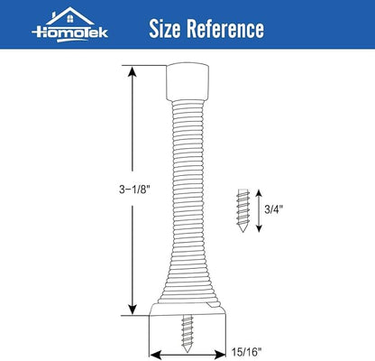 HOMOTEK 1 Pack Oil Rubbed Bronze Spring Door Stops,3-1/8” Heavy Duty Door Stop - Flexible Spring Door Stopper with Low Mounted Black Rubber Bumper Tips