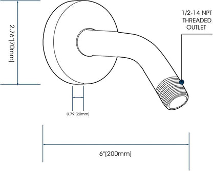 6 Inch Shower Arm with Flange and Stabilizer Bracket, Wall Mounted Shower Pipe Arm 304 Stainless Steel For Fixed Shower Head & Handheld Showerhead, Oil Rubbed Bronze